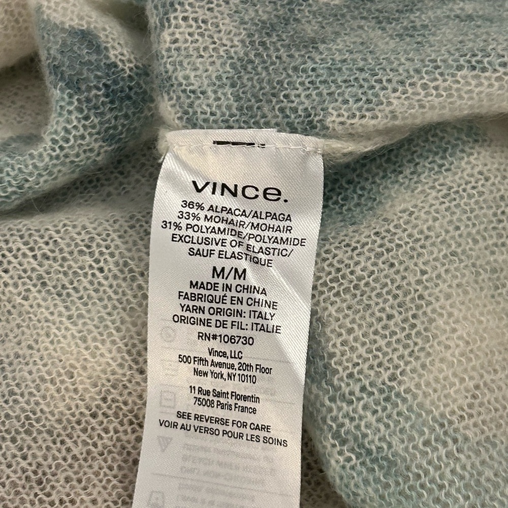 Vince Dahlia Alpaca & Mohair Floral Print Sweater in Cream and Blue - Picture 8 of 9